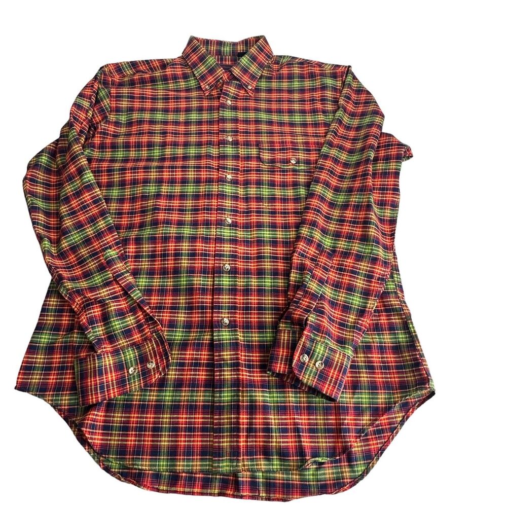 Hathaway Bright Plaid Button Up long Sleeve Shirt Size L